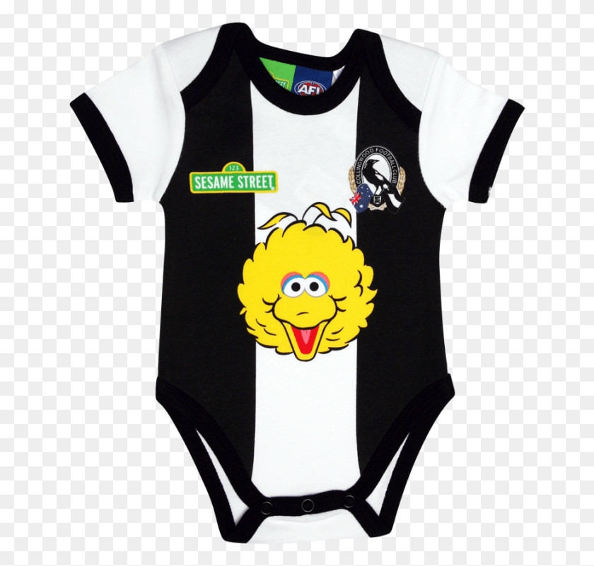 646x741 Collingwood Magpies Infants Sesame St Play Romper Collingwood Football Club, Clothing, Apparel, Shirt HD PNG Download
