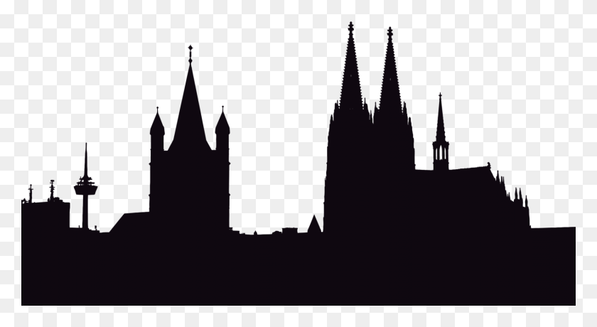 1462x750 Cologne Silhouette Skyline Drawing, Building, Lighting HD PNG Download