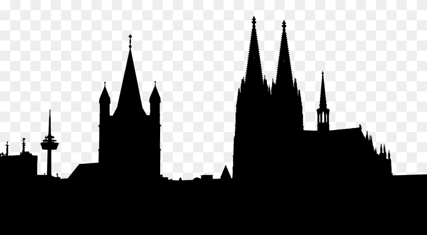 Cologne Skyline Silhouette, Architecture, Tower, Spire, Building Sticker PNG