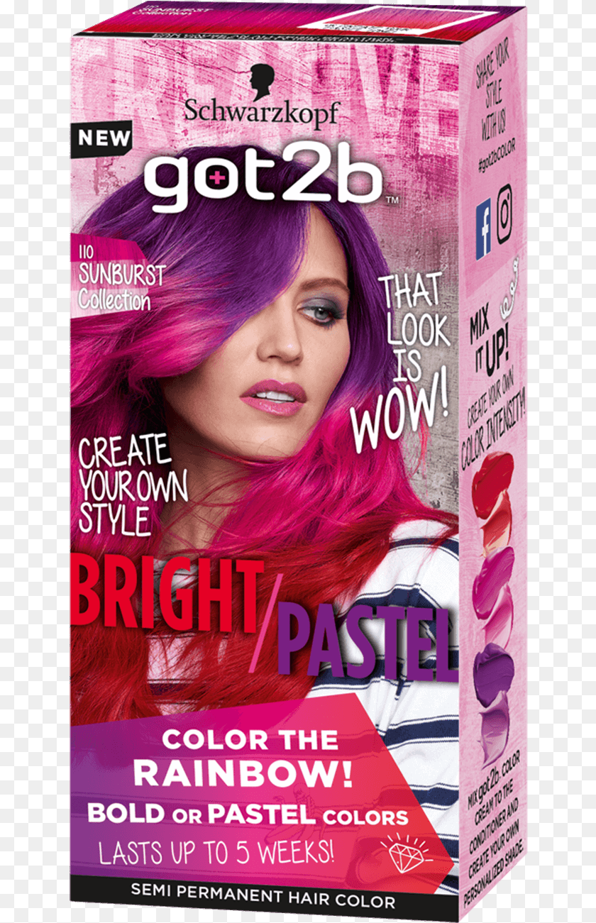 647x1301 Color Com Bright Pastel 110 Rainbow Got2be Metallics Hair Dye, Advertisement, Adult, Publication, Poster Clipart PNG