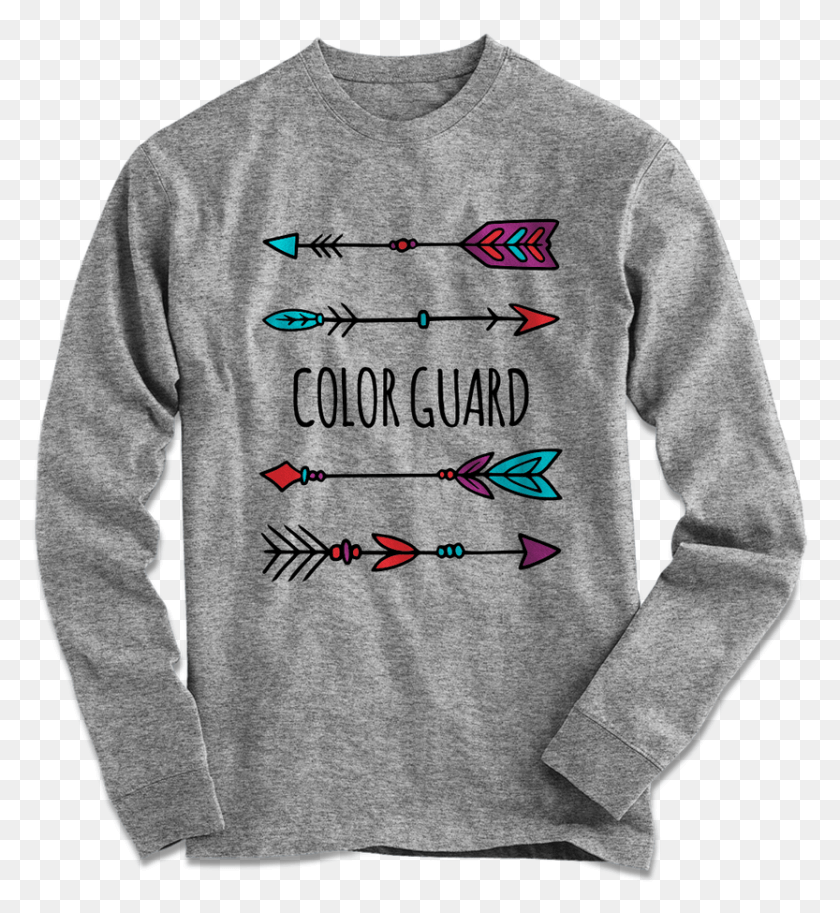 833x911 Color Guard Arrows Grey Long Sleeve T Shirt Vomiting Reindeer Christmas Sweater, Clothing, Apparel, Sweatshirt HD PNG Download