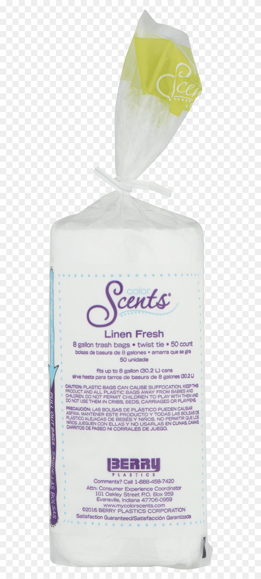 533x1801 Color Scents Twist Tie Trash Bags Linen Fresh 8 Gallon Label, Flour, Powder, Food HD PNG Download