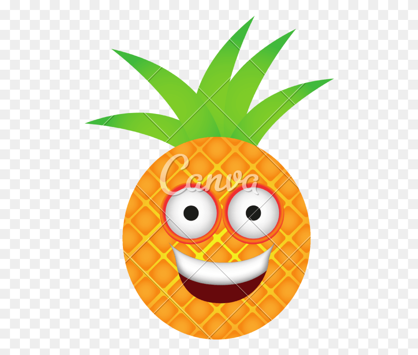 504x653 Colored Clipart Pineapple Cartoon Pineapple With Face, Plant, Fruit, Food HD PNG Download