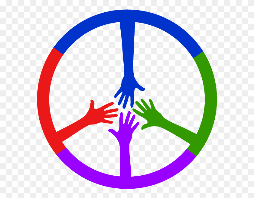 597x597 Colored Hands Coming Together To Form A Peace Sign Range Rover Classic Steering Wheel, Symbol, Hand, Logo HD PNG Download