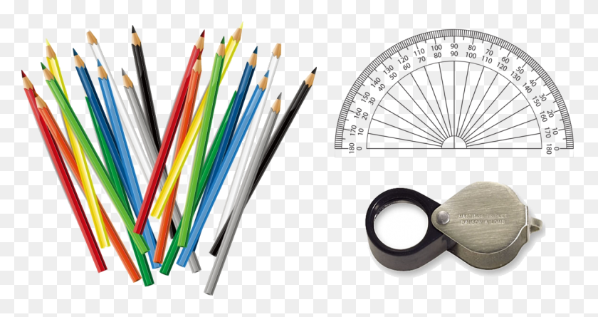 1160x573 Colored Pencils Protractor Handlens Jeppesen Pn 1 Navigation Plotter, Photography, Collage HD PNG Download