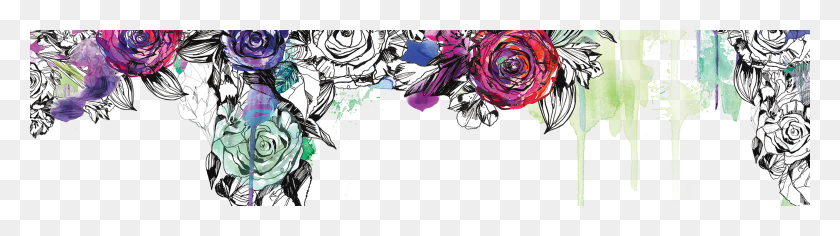 2650x600 Colorfol Flowers Garden Roses, Графика, Цветочный Дизайн Hd Png Download