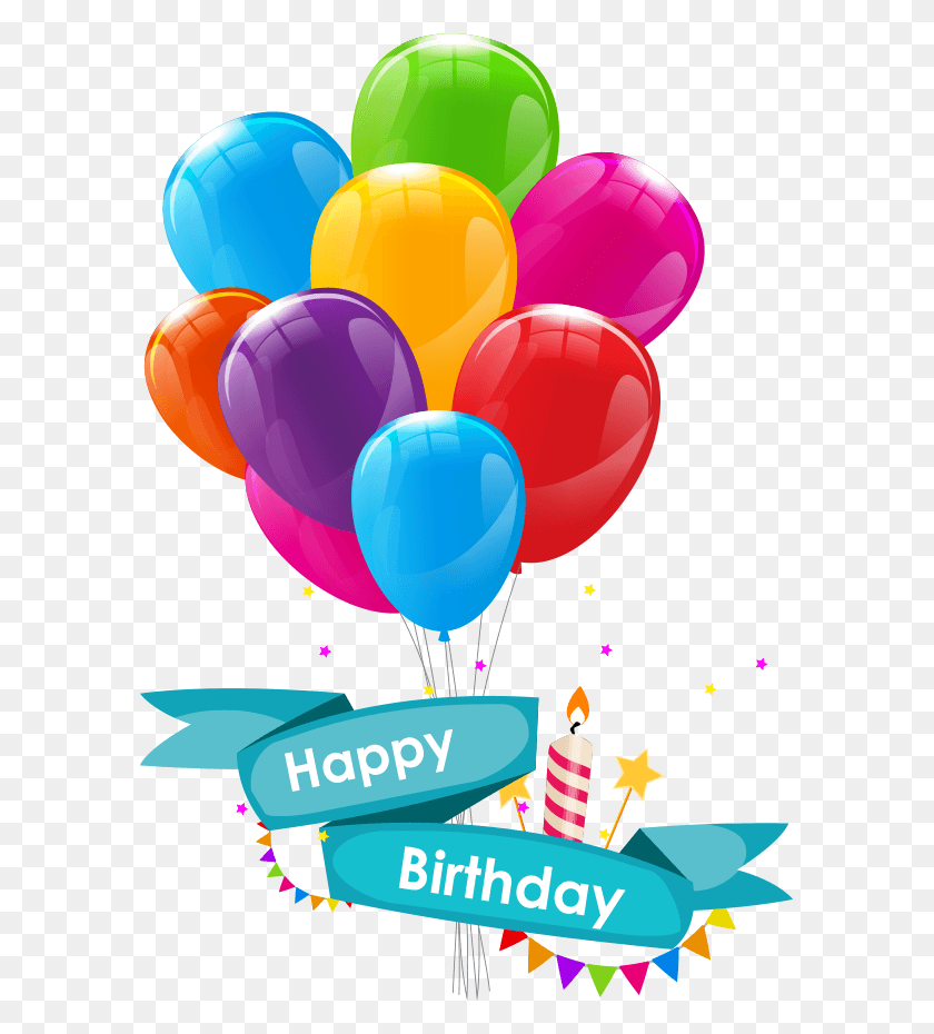 587x870 Colorful Balloons Transparent Background Vector Birthday Card, Balloon, Ball, Cake HD PNG Download