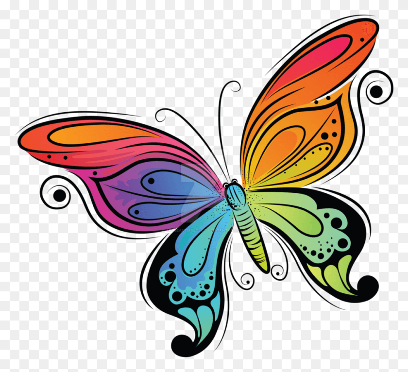 939x850 Разноцветная Бабочка Разноцветная Бабочка, Насекомое, Беспозвоночное, Животное Hd Png Скачать