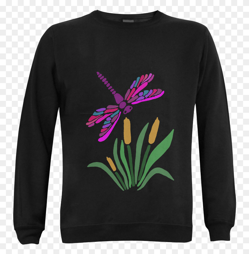 756x796 Colorful Dragonfly Abstract Art Gildan Crewneck Sweatshirt T Shirt, Sleeve, Clothing, Apparel Descargar Hd Png