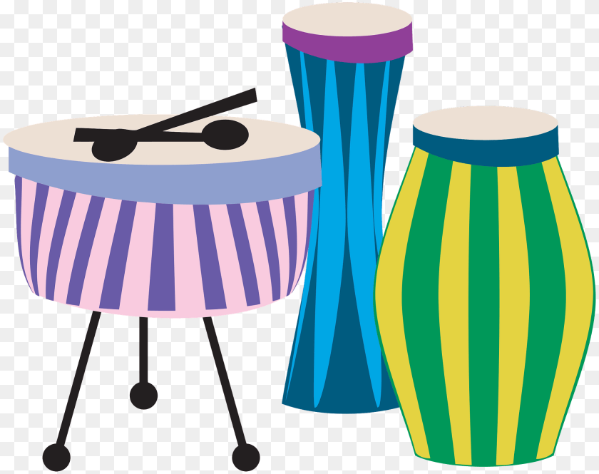 Colorful Drum Set Clipart, Musical Instrument, Percussion Transparent PNG