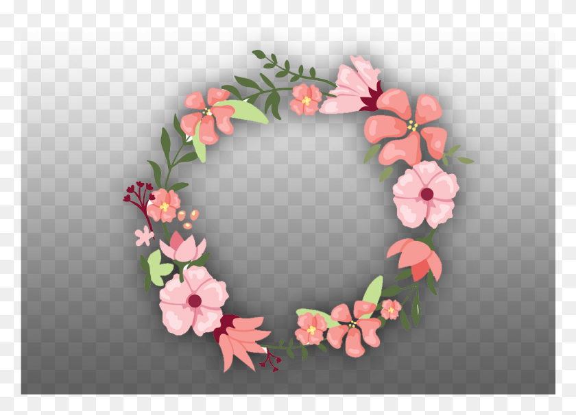 1081x758 Цветочный Венок Садовые Розы, Графика, Цветочный Дизайн Hd Png Download