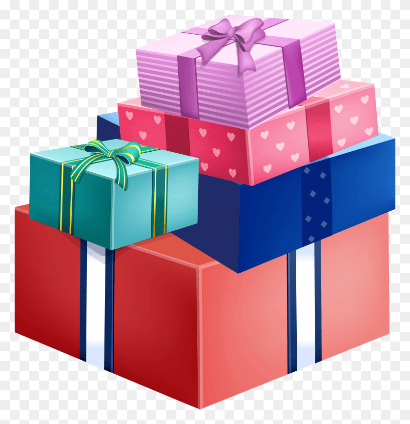 7642x7927 Colorful Gift Boxes Clipart HD PNG Download