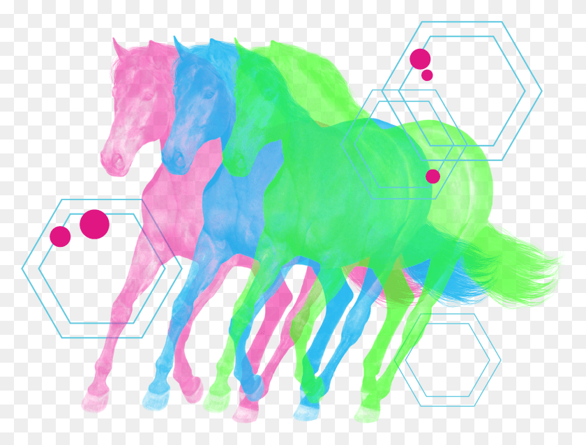 2943x2182 Colorful Horses Child Art Descargar Hd Png