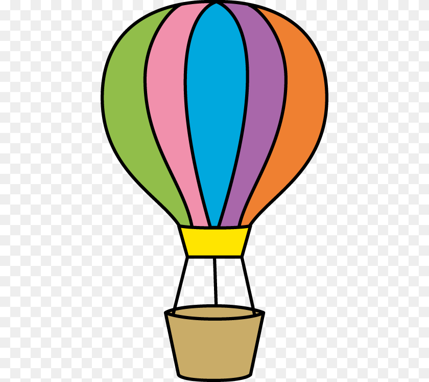 446x747 Colorful Hot Air Balloon Outline Of Hot Air Balloon, Aircraft, Hot Air Balloon, Transportation, Vehicle Sticker PNG