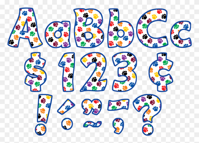 891x623 Цветные Отпечатки Лап Funtastic 4 Буквы Combo Цветные Буквы Для Печати, Текст, Число, Символ Hd Png Скачать