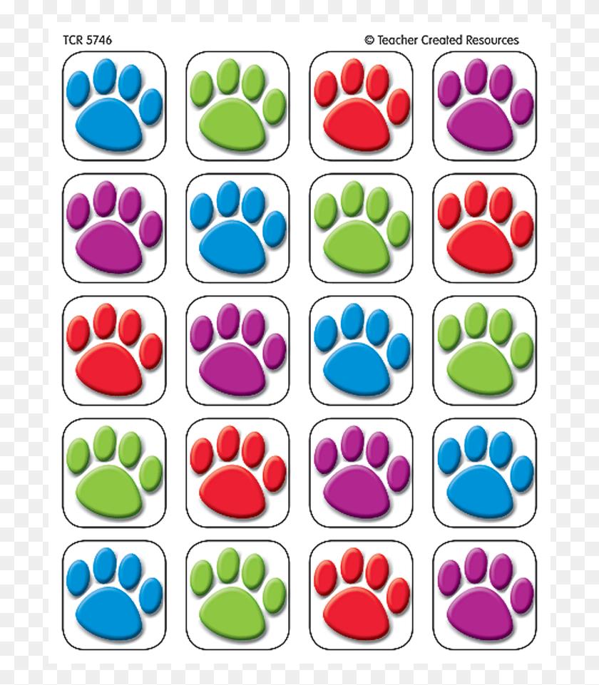 705x901 Colorful Paw Prints Stickers Image Colorful Paw Prints, Pillow, Cushion, Footprint HD PNG Download