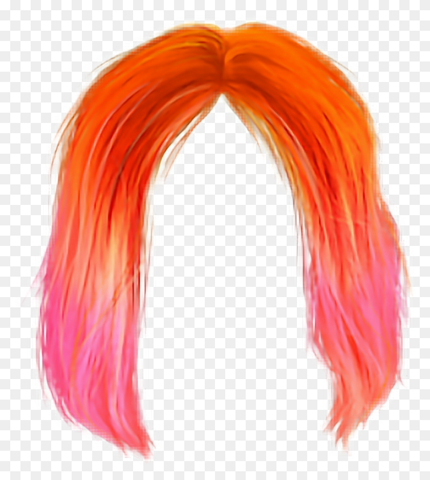 1024x1152 Colorful Wig Hair Orange Pink Lace Wig, Clothing, Apparel, Graphics HD PNG Download