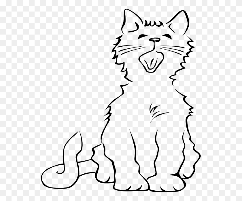 555x638 Coloring Book Cat Clipart Black And White Transparent Background, Face, Animal HD PNG Download