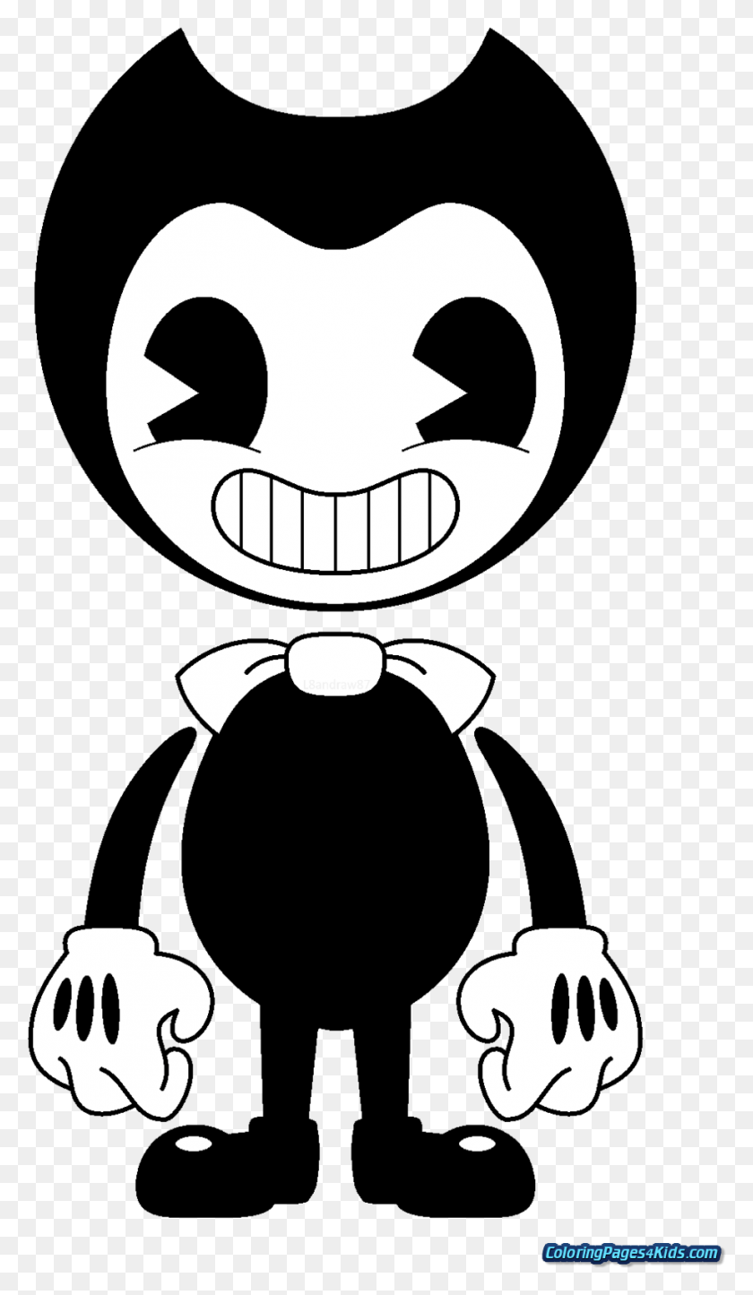 919x1632 Coloring Pages Bendy And The Ink Machine Coloring Pages Bendy And The Ink Machine Characters, Stencil, Symbol, Batman Logo HD PNG Download