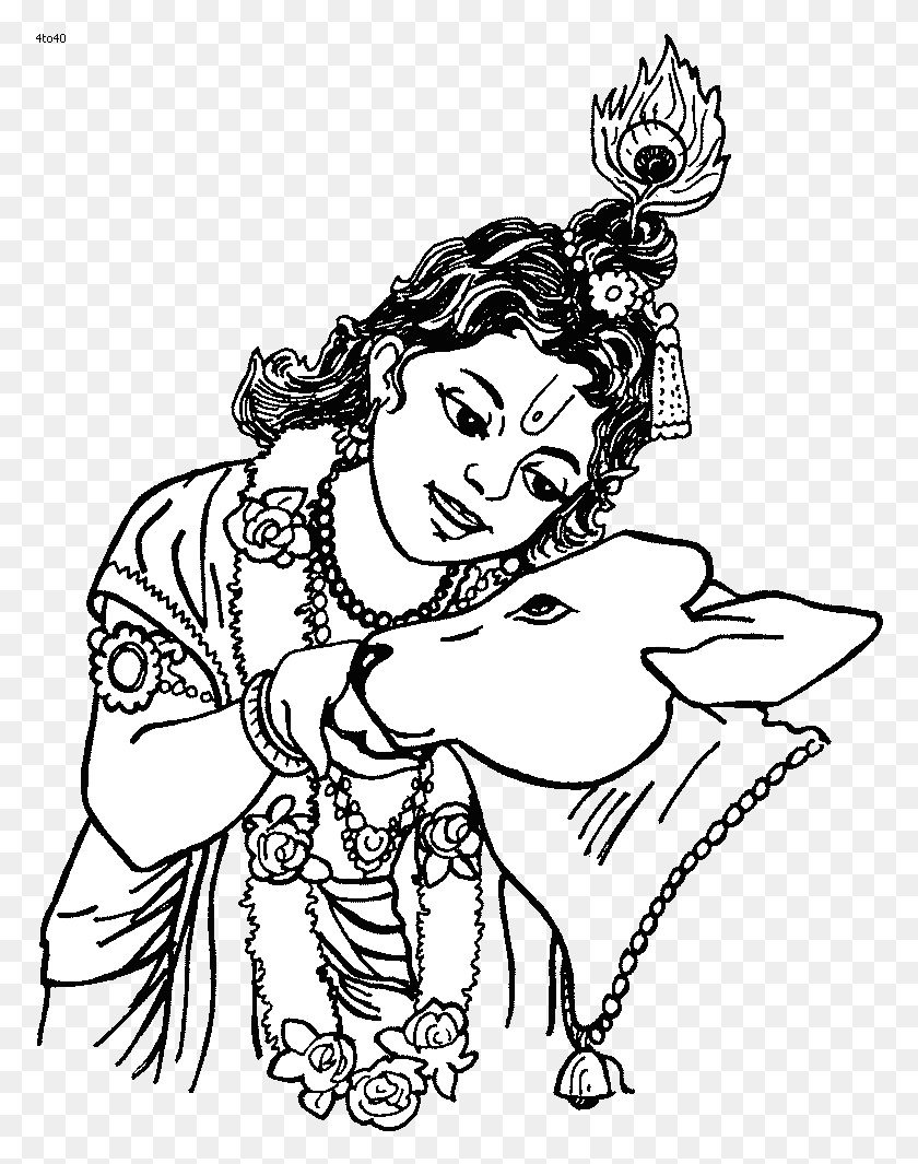 776x1005 Coloring Pages Of Krishna Awesome Shri Krishna Janmashtami Krishna Ji Line Art, Person, Human, Performer HD PNG Download