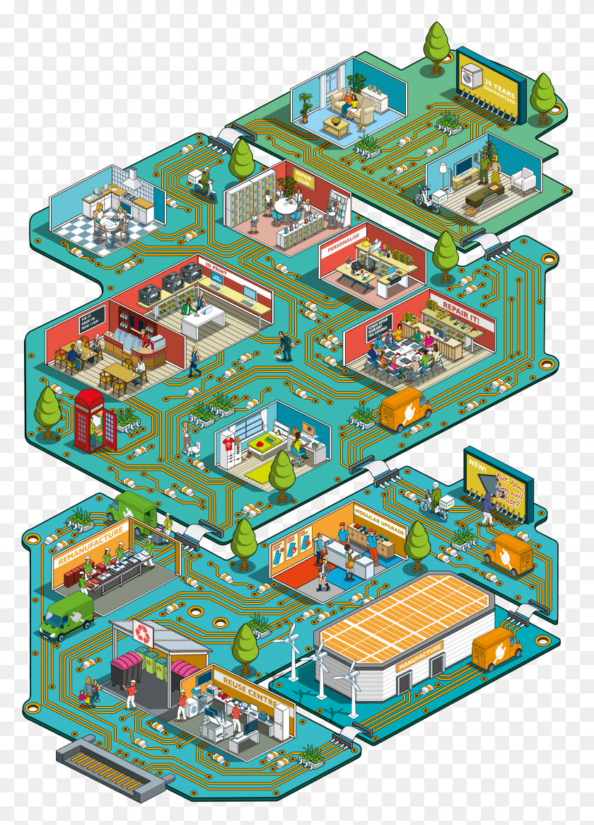 4098x5813 Colourful Isometric Illustration Of Various Futures Re Start Project HD PNG Download