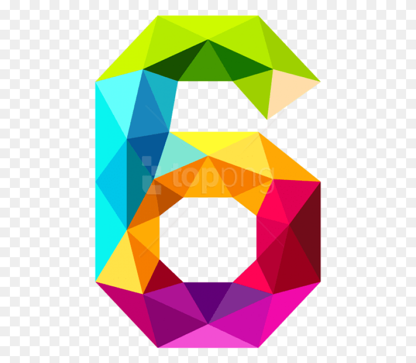 459x674 Descargar Png / Triángulos De Colores Número Seis Png
