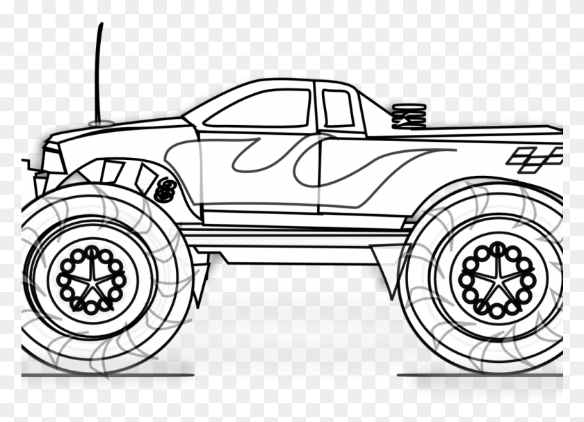 1025x719 Colouring Pages Of Trucks Free Coloring Fancy Monster Truck Para Colorir, Car, Vehicle, Transportation HD PNG Download