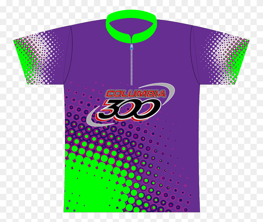 757x650 Descargar Png Columbia 300 Purplegreen Dots Express Dye Sublimado Columbia 300 Bowling Shirt, Ropa, Camiseta, Camiseta Hd Png