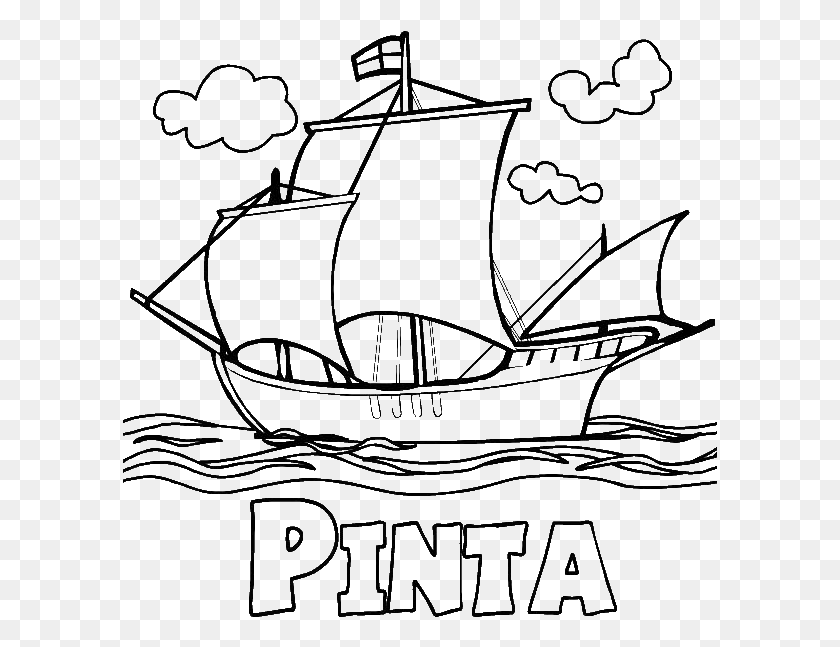 595x587 Columbus Fleet Pinta Draw Christopher Columbus Ships, Clothing, Apparel, Hat HD PNG Download