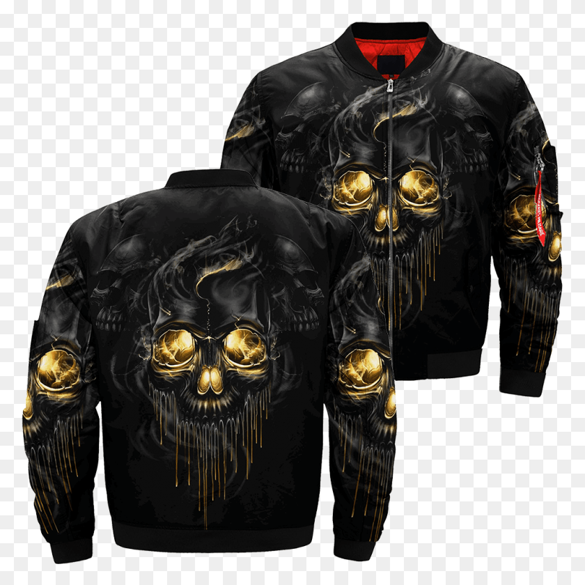989x990 Com Black And Gold Skull Over Print Jacket Tag Rottweiler Jacket, Clothing, Apparel, Coat HD PNG Download