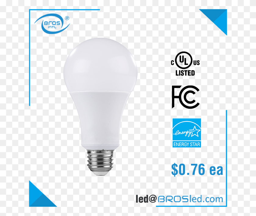 650x650 Com Ledlight A19 E26 120v 6w Fluorescent Lamp, Led, Spotlight, Lighting HD PNG Download