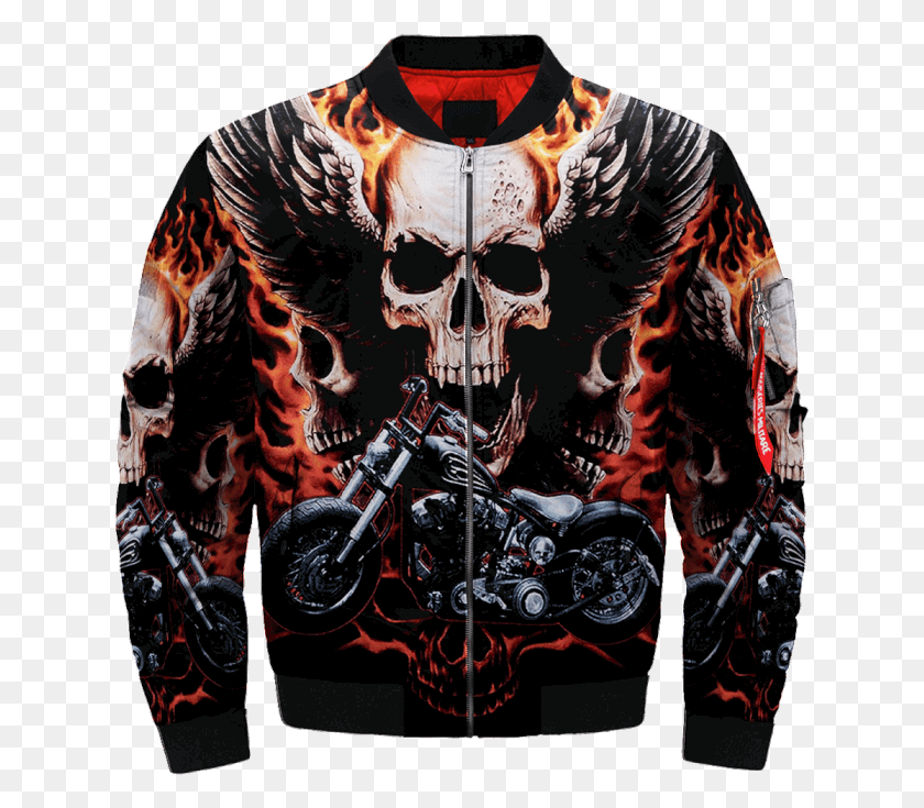 633x675 Com Motorcycle Ghost Rider Skull Over Print Jacket Diamond Painting Skull, Clothing, Apparel, Sweatshirt HD PNG Download