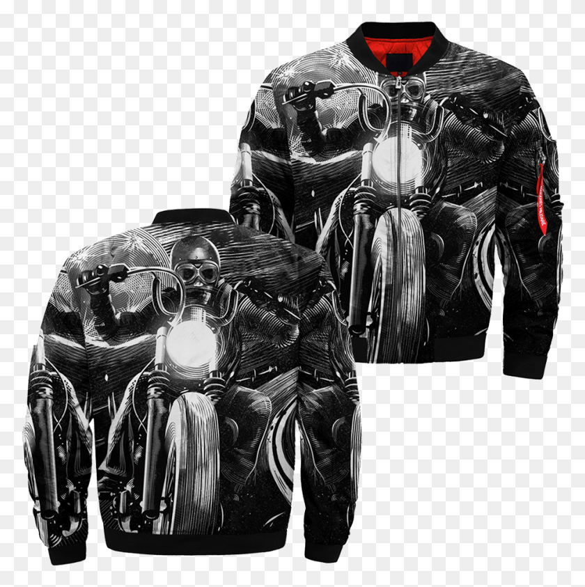 931x935 Com Motorcycle Rider Skull Over Print Jacket Tag Leather Jacket, Clothing, Apparel, Coat HD PNG Download