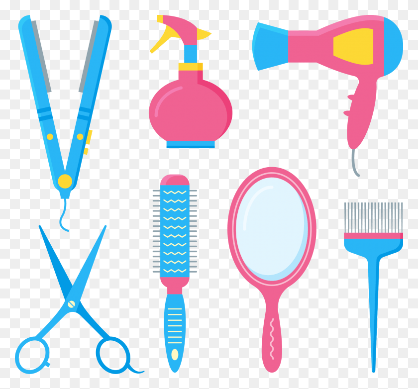 2077x1923 Comb Hairdresser Barbershop Hair Dryer Hairbrush Clipart Hairbrush, Tool, Brush HD PNG Download