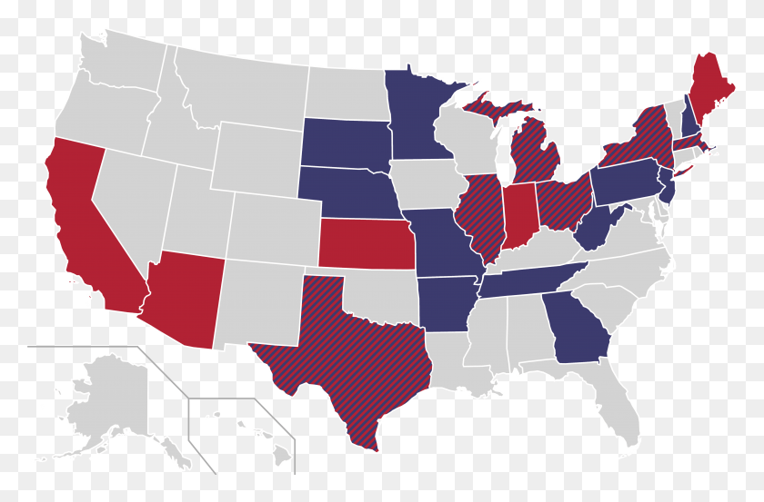 5808x3671 Combined Home States Of Democratic Party And Republican John F. Kennedy Library, Map, Diagram, Plot HD PNG Download