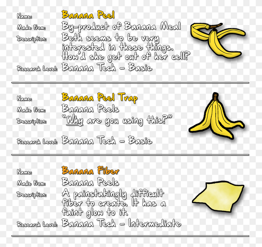 771x731 Combining 500 Bananas And 1 Frag Grenade Weapon At Description Of Banana, Text, Menu, Plant HD PNG Download