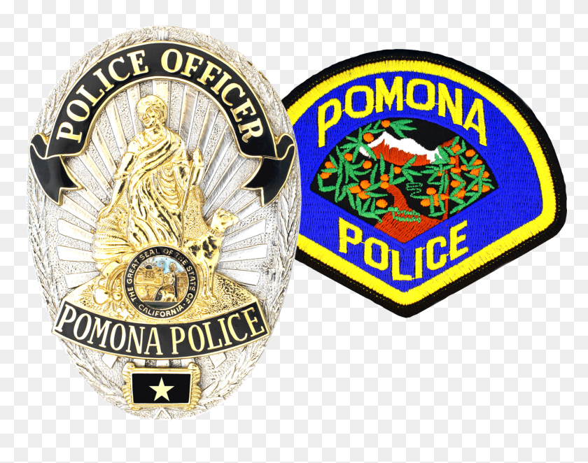 1717x1326 Combo Badge And Patch Pomona Police Department Patch, Logo, Symbol, Trademark HD PNG Download