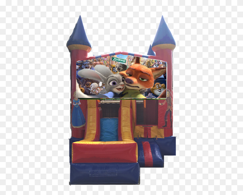 390x614 Combo Castle Front Slide Zootopia 150 Bounce House, Inflatable, Poster, Advertisement HD PNG Download