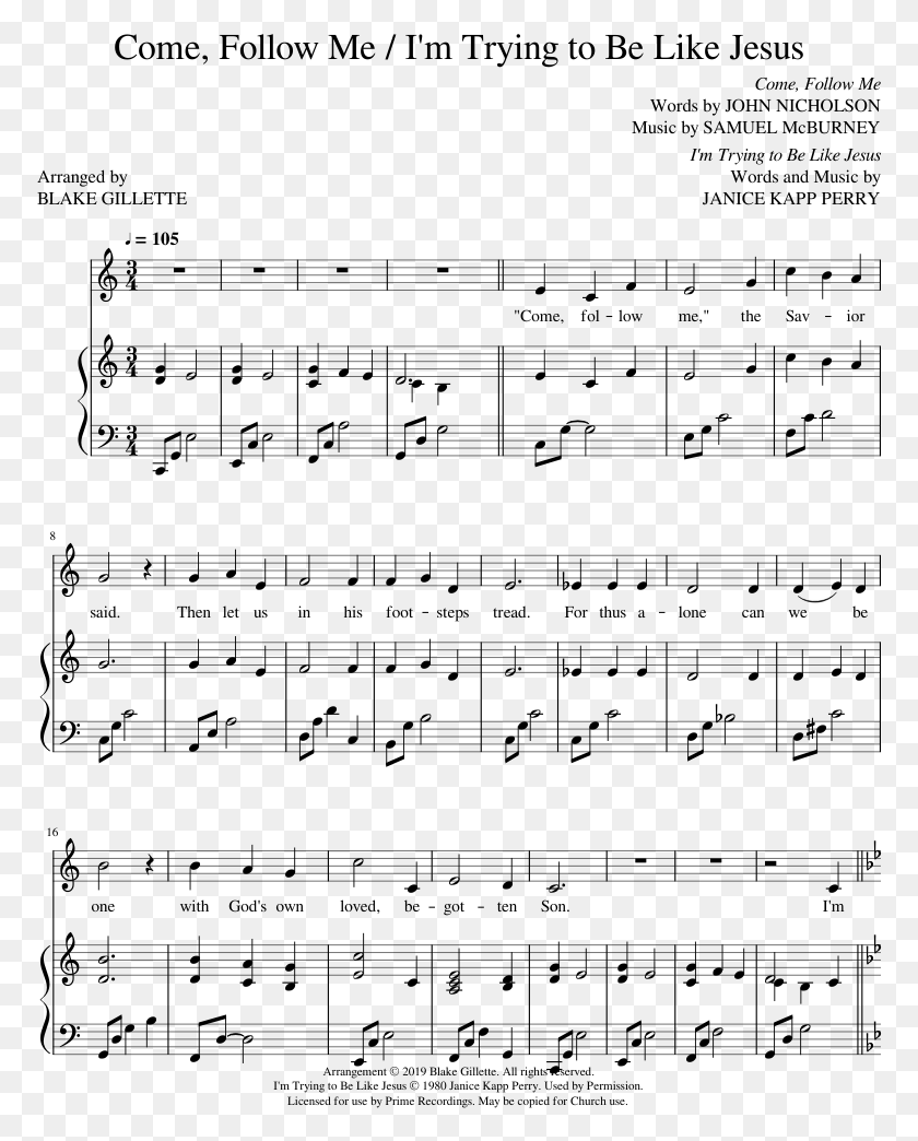 774x984 Come Follow Me I39m Trying To Be Like Jesus Sheet Partition The Departure Max Richter, Gray, World Of Warcraft HD PNG Download