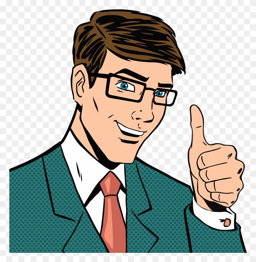 1741x1784 Comics Royalty Illustration A Thumbs Up Man Pop Art Comic Guy, Person, Human, Tie HD PNG Download
