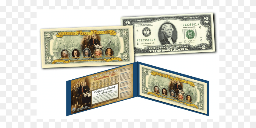 601x361 Комитет Пяти Декларация Независимости Официальная 2-Долларовая Банкнота, Человек, Человек, Деньги Hd Png Скачать
