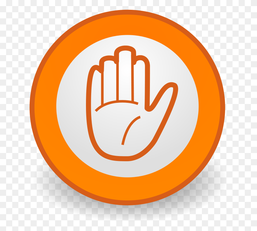 649x695 Commons Emblem Hand Orange Don T Text And Drive Hand, Symbol, Label, Plant HD PNG Download