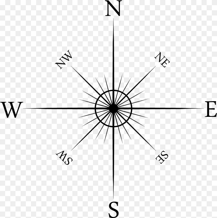 Compass Rose, Gray Transparent PNG