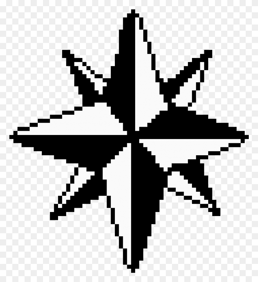 1771x1951 Compass Rose Compass Rose Pixel Art, Cross, Symbol, Star Symbol HD PNG Download