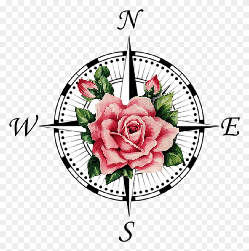 1515x1528 Компас Роза Татуировка Прозрачный Компас Символ, Растение, Цветок, Цветение Png Скачать