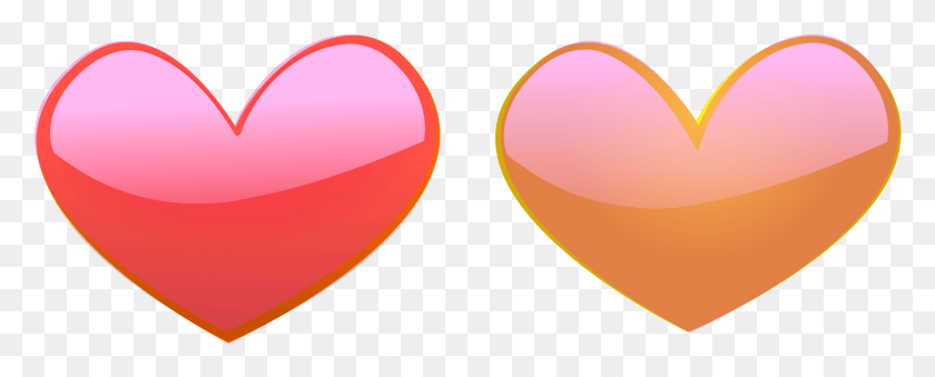 1958x702 Сердце Любовь Розовые И Оранжевые Сердца, Воздушный Шар, Шар, Сердце Png Скачать