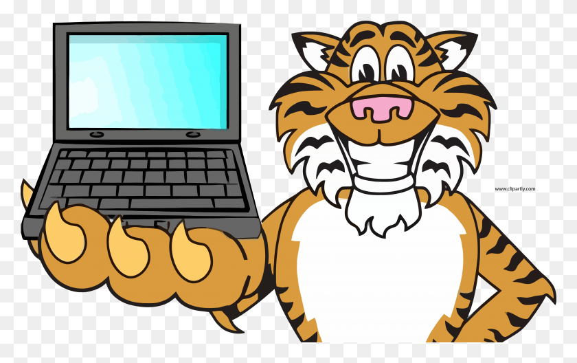 5140x3084 Computer Tigger Clipart Image Tiger Reading A Book, Pc, Electronics, Laptop HD PNG Download