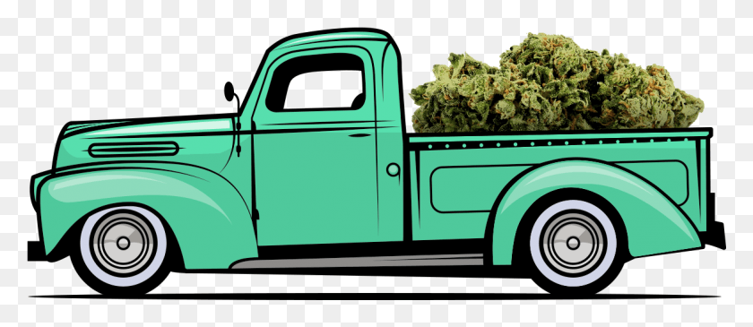 1175x460 Concept Image Of Marijuana Delivery Shows Buds Piled Classic Pickup Truck Vector, Truck, Vehicle, Transportation HD PNG Download