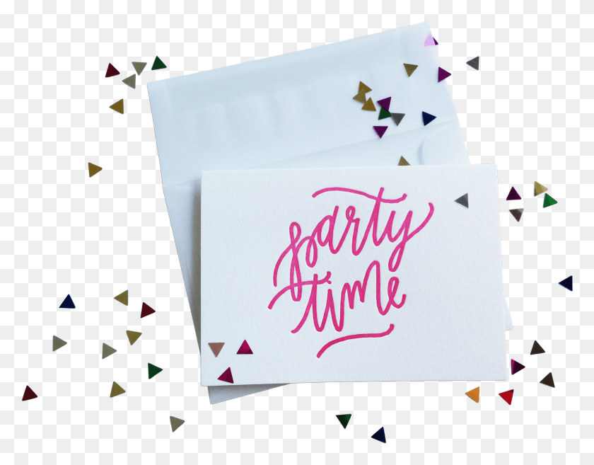 1764x1352 Confetti Party Time Greeting Card, Text, Paper, Envelope HD PNG Download