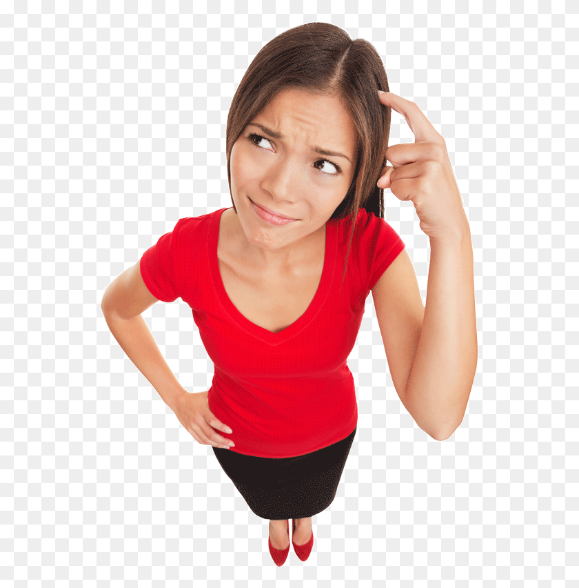 549x792 Confused Girl Smtg Woman Scratching Her Head, Clothing, Apparel, Person HD PNG Download